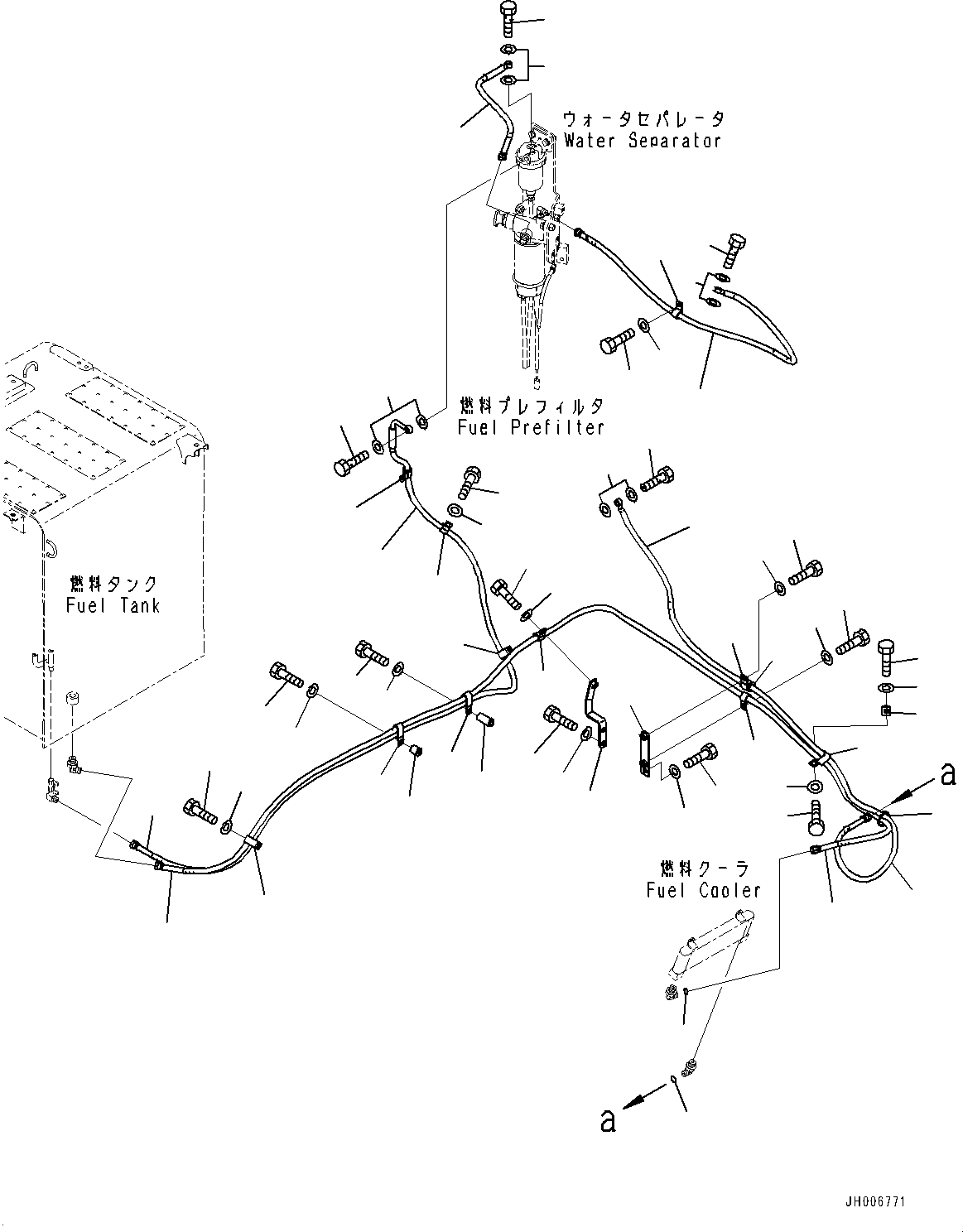 Komatsu parts book diagram for PC290LC-8 S/N 32001-UP: FUEL PIPING, (#30471-)