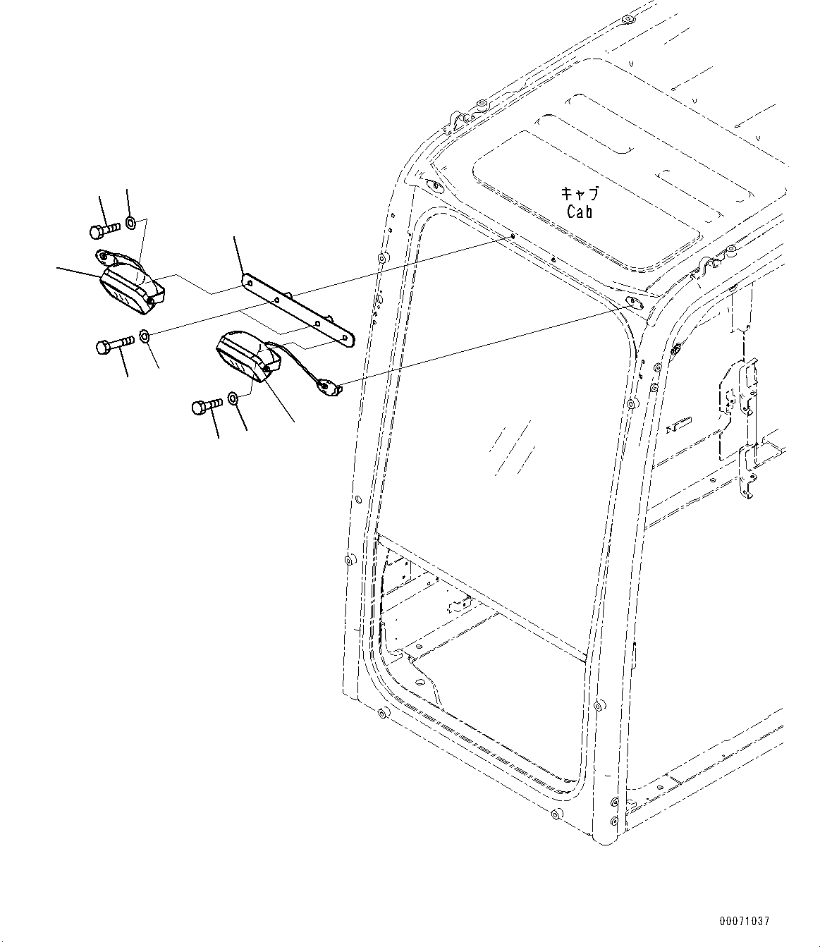 Komatsu parts book diagram for PC290LC-8 S/N 32001-UP: ADDITIONAL WORKING LAMP, (#30471-)