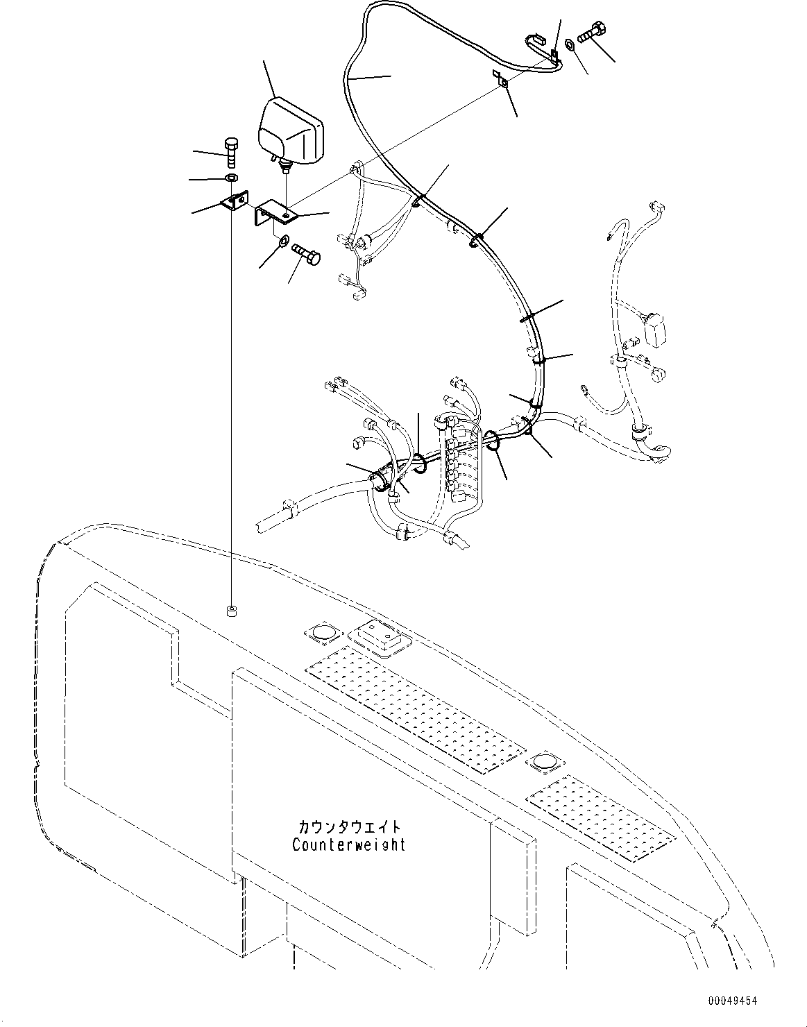 Komatsu parts book diagram for PC290LC-8 S/N 32001-UP: ADDITIONAL REAR WORKING LAMP, (#30117-)