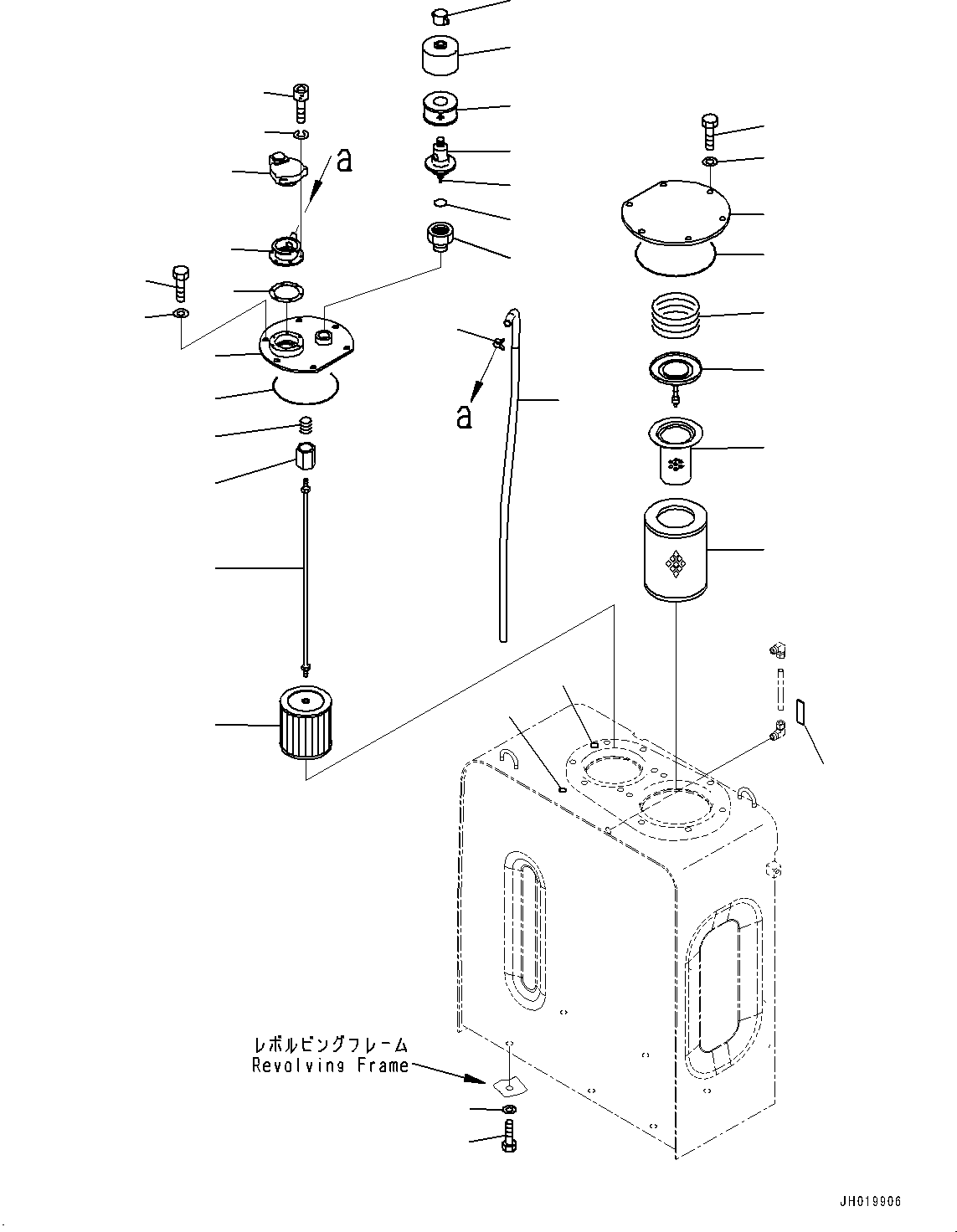 Komatsu parts book diagram for PC290LC-8 S/N 32001-UP: HYDRAULIC TANK, ELEMENT AND STRAINER(#30471-30837)