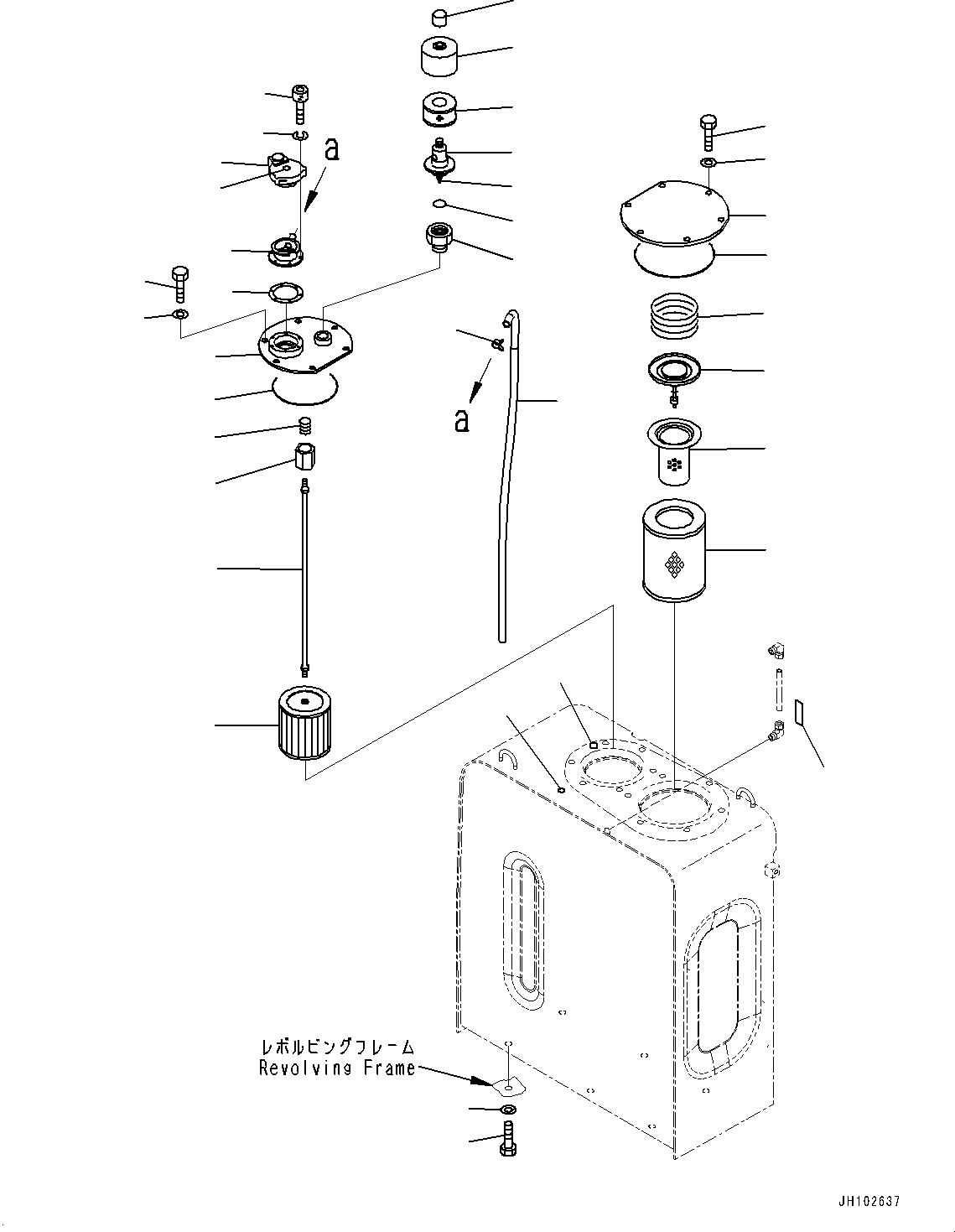 Komatsu parts book diagram for PC290LC-8 S/N 32001-UP: HYDRAULIC TANK, ELEMENT AND STRAINER(#30838-)