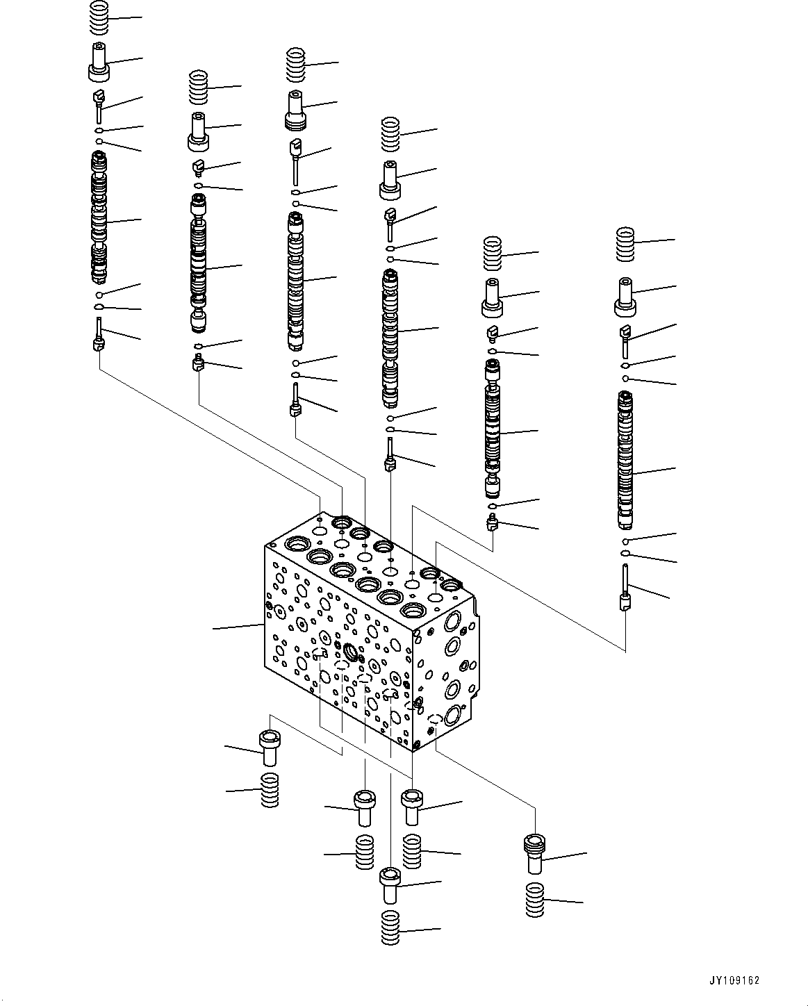 Komatsu parts book diagram for PC290LC-8 S/N 32001-UP: CONTROL VALVE, 6-SPOOL (1/18)(#30888-31033)