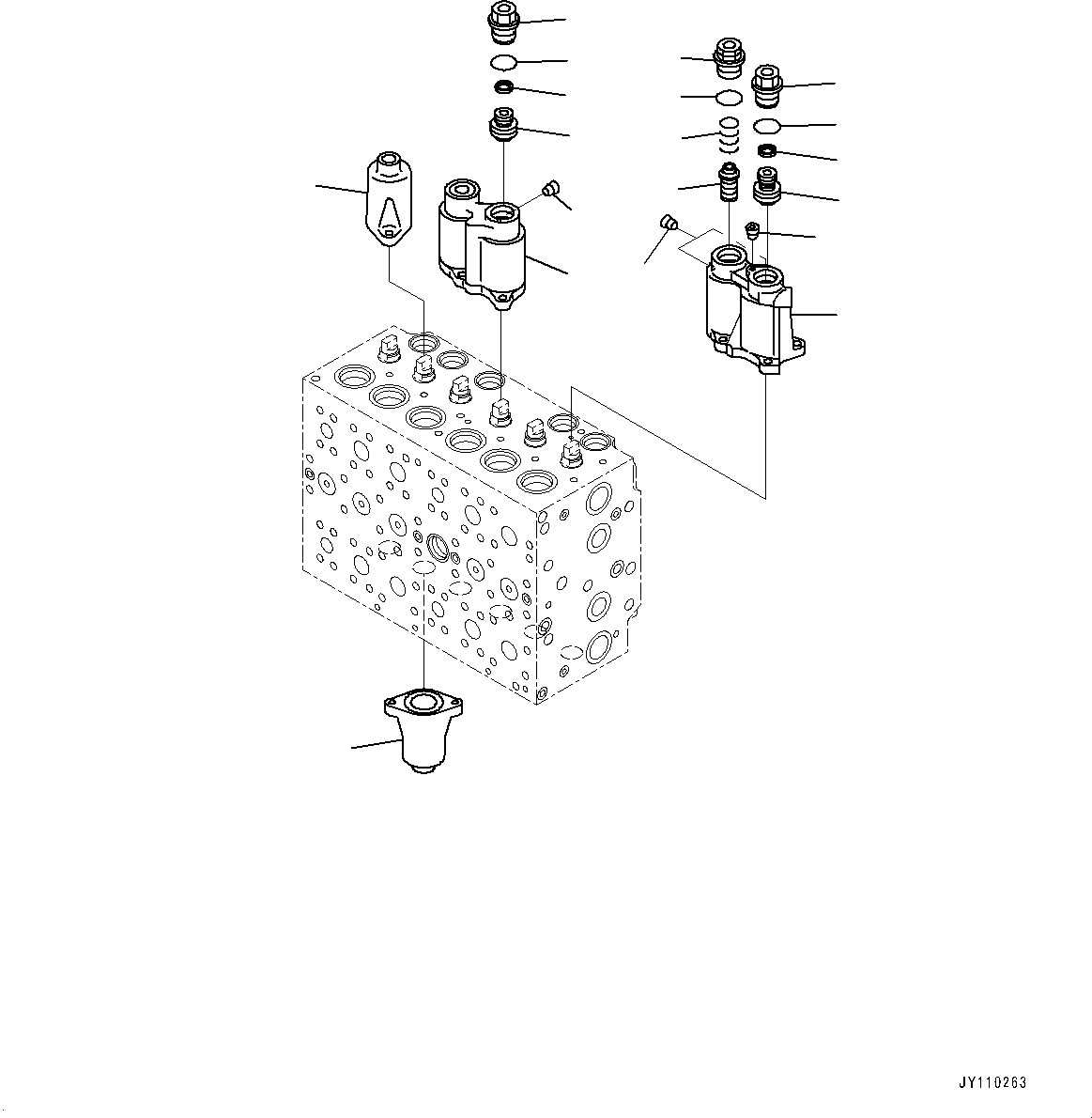 Komatsu parts book diagram for PC290LC-8 S/N 32001-UP: CONTROL VALVE, 7-SPOOL (3/21)(#30117-)