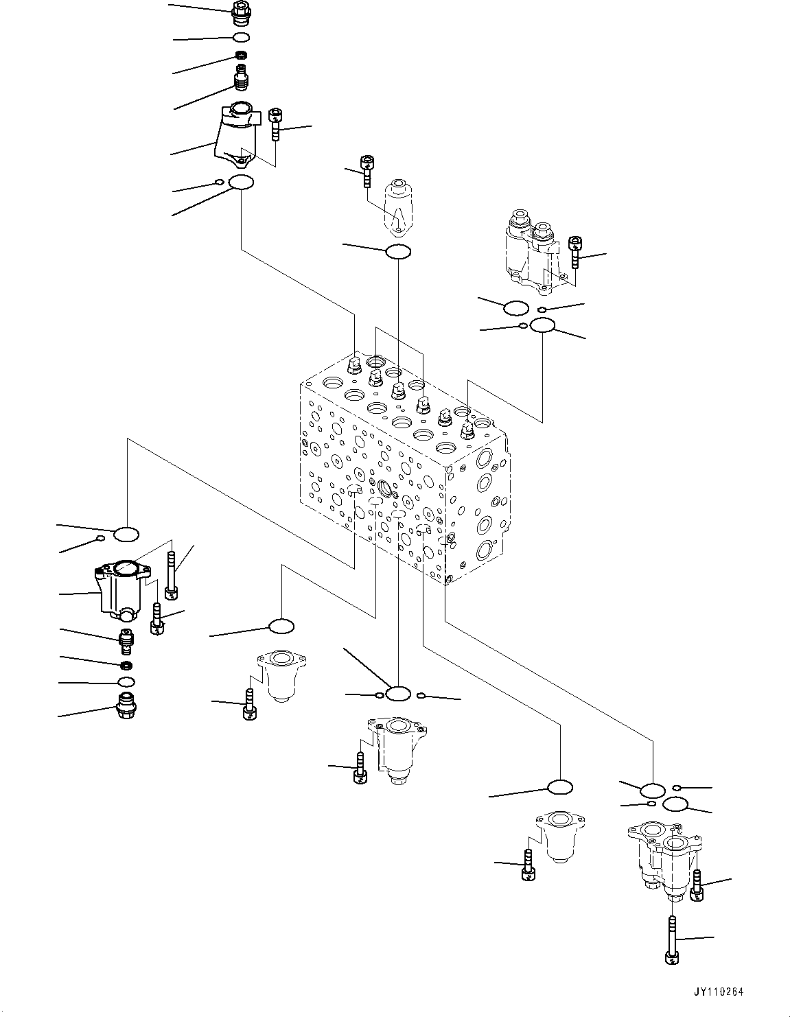 Komatsu parts book diagram for PC290LC-8 S/N 32001-UP: CONTROL VALVE, 7-SPOOL (4/21)(#30117-)