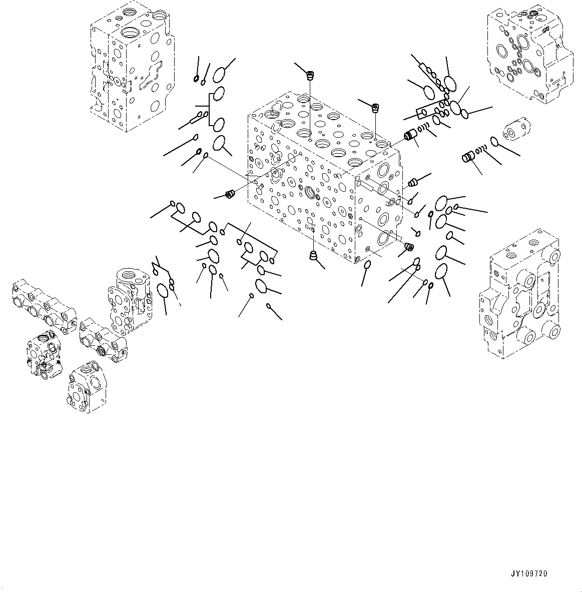Komatsu parts book diagram for PC290LC-8 S/N 32001-UP: CONTROL VALVE, 7-SPOOL (5/21)(#30117-)