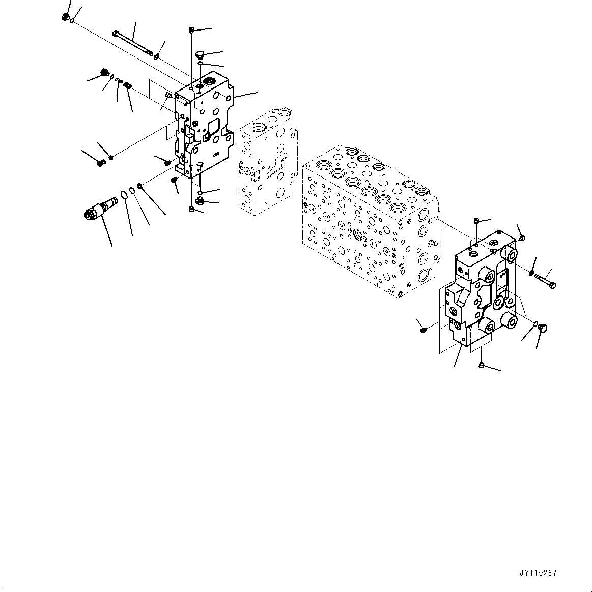 Komatsu parts book diagram for PC290LC-8 S/N 32001-UP: CONTROL VALVE, 7-SPOOL (7/21)(#30117-)