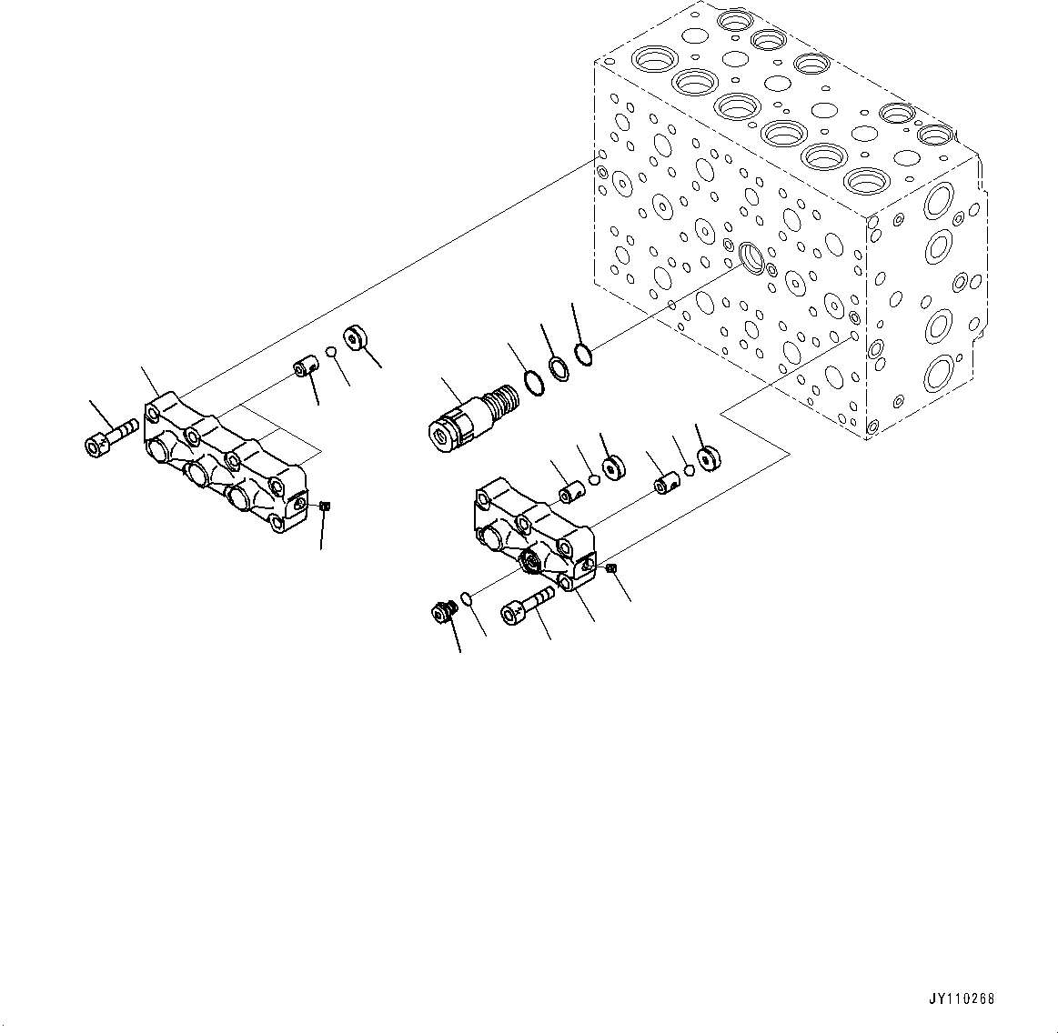 Komatsu parts book diagram for PC290LC-8 S/N 32001-UP: CONTROL VALVE, 7-SPOOL (10/21)(#30117-)