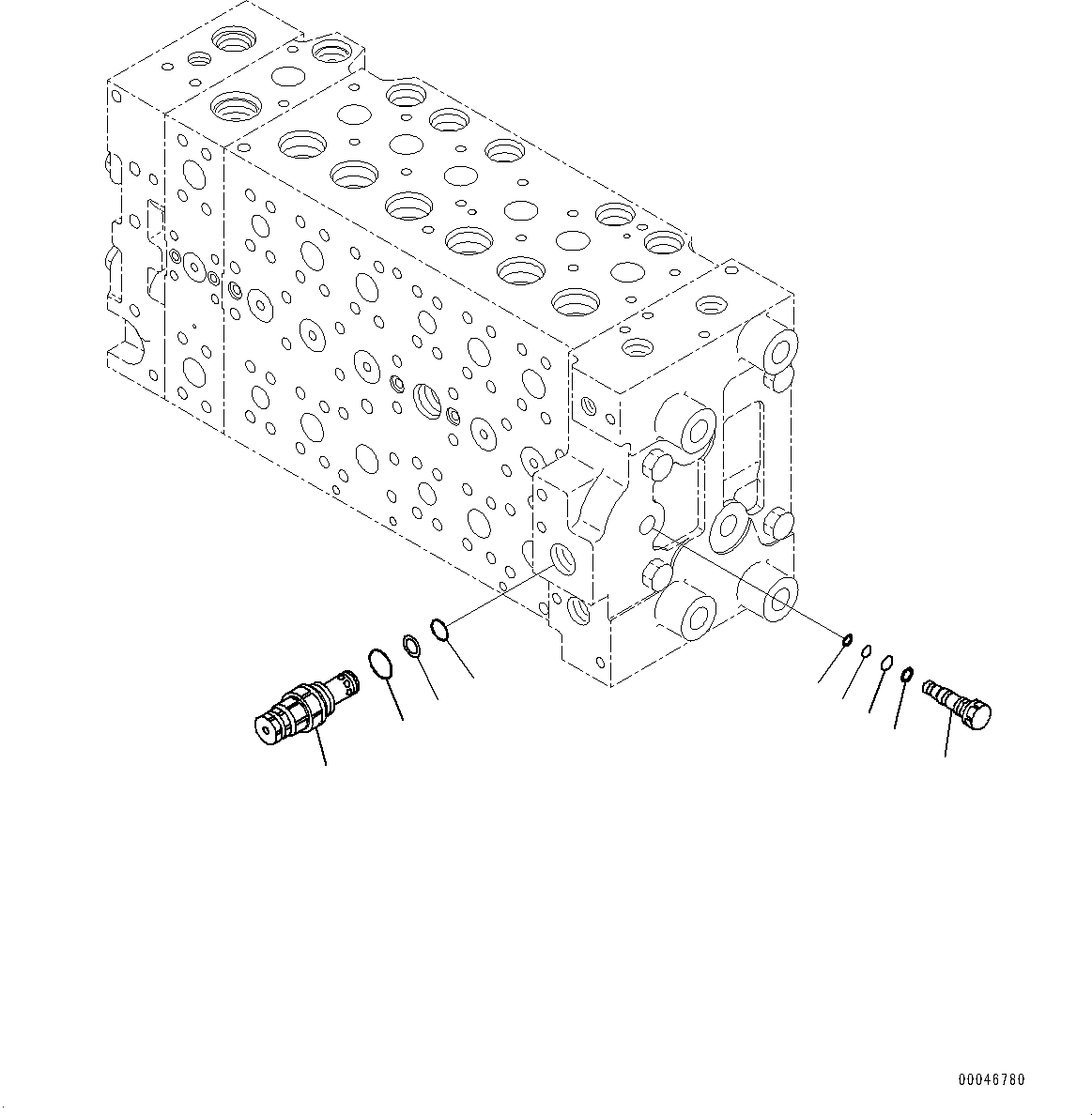Komatsu parts book diagram for PC290LC-8 S/N 32001-UP: CONTROL VALVE, 7-SPOOL (11/21)(#30117-)