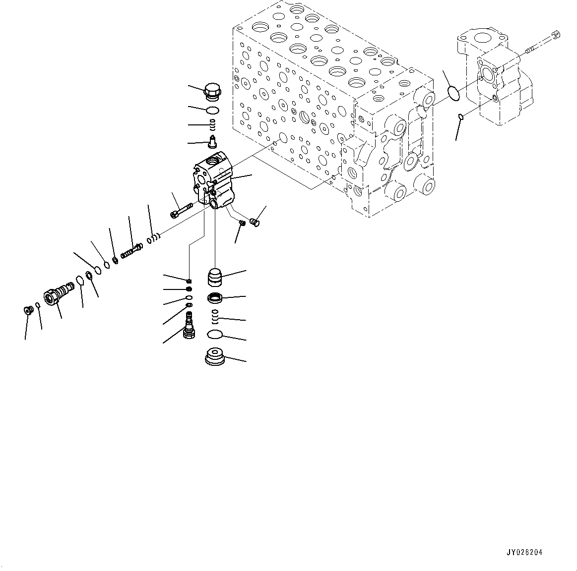 Komatsu parts book diagram for PC290LC-8 S/N 32001-UP: CONTROL VALVE, 7-SPOOL (16/21)(#30117-)