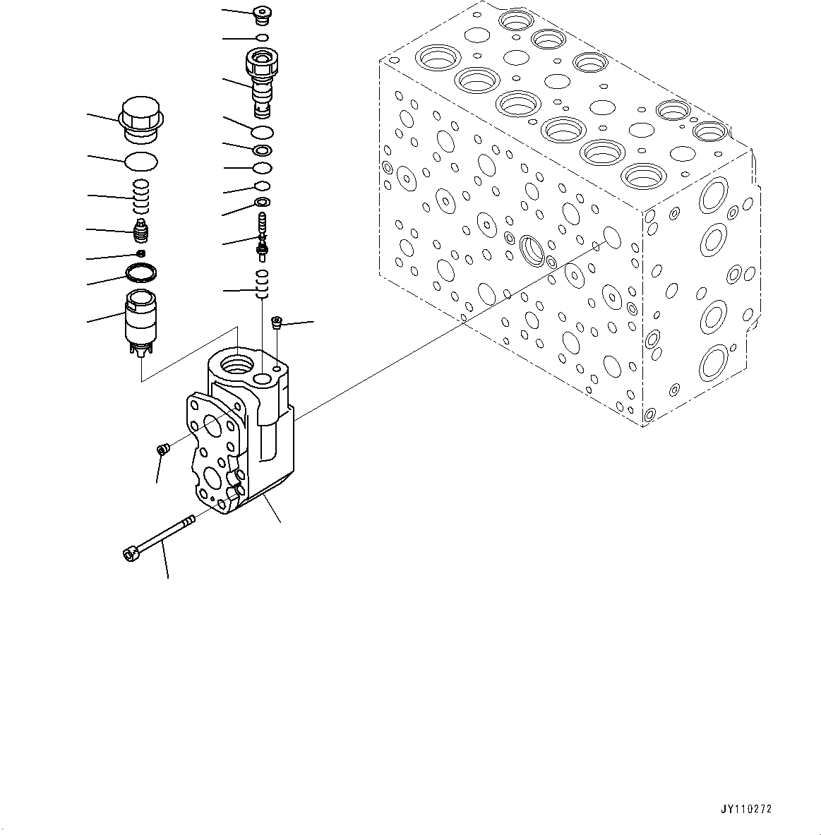 Komatsu parts book diagram for PC290LC-8 S/N 32001-UP: CONTROL VALVE, 7-SPOOL (21/21)(#30117-)