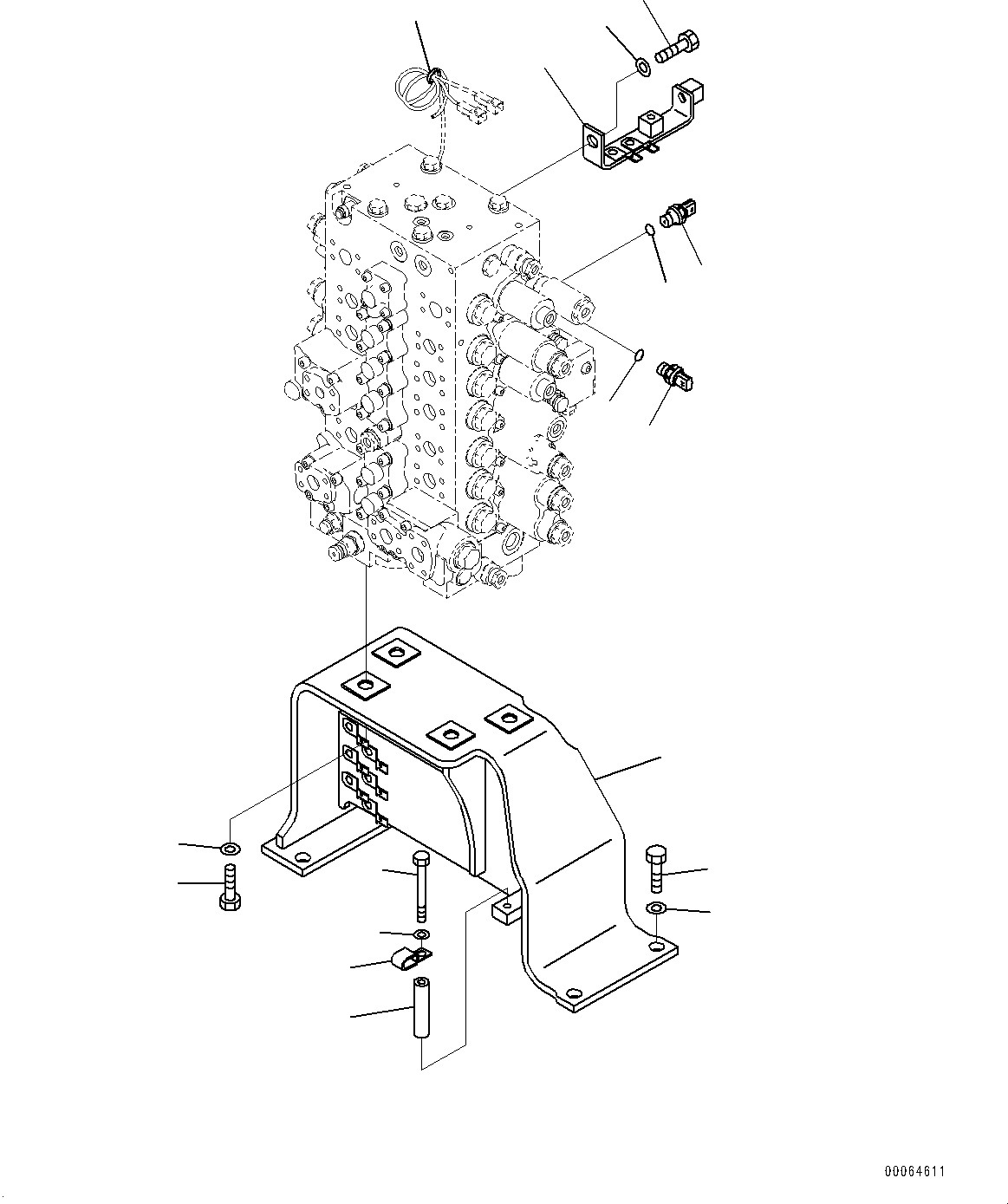 Komatsu parts book diagram for PC290LC-8 S/N 32001-UP: CONTROL VALVE, VALVE BRACKET AND SENSOR (1-ADDITIONAL ACTUATOR PIPING, ACCUMULATOR)(#30117-30238)