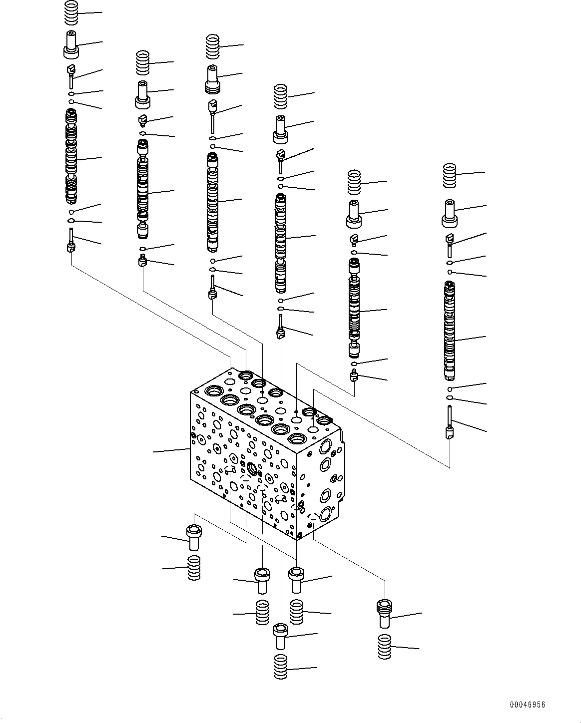 Komatsu parts book diagram for PC290LC-8 S/N 32001-UP: CONTROL VALVE, 6-SPOOL (1/18)(#30471-30887)