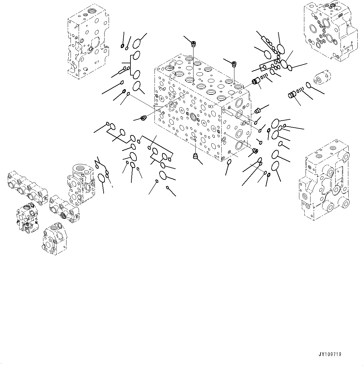 Komatsu parts book diagram for PC290LC-8 S/N 32001-UP: CONTROL VALVE, 6-SPOOL (5/18)(#30888-)
