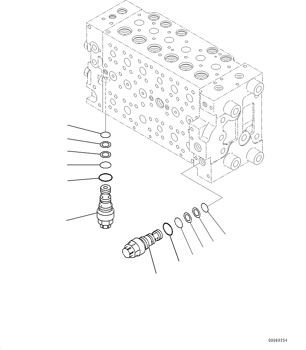 Komatsu parts book diagram for PC290LC-8 S/N 32001-UP: CONTROL VALVE, 6-SPOOL (8/18)(#30471-)