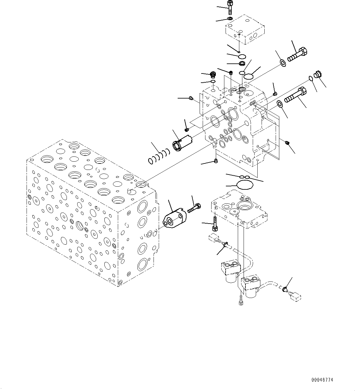 Komatsu parts book diagram for PC290LC-8 S/N 32001-UP: CONTROL VALVE, 6-SPOOL (14/18)(#30471-)
