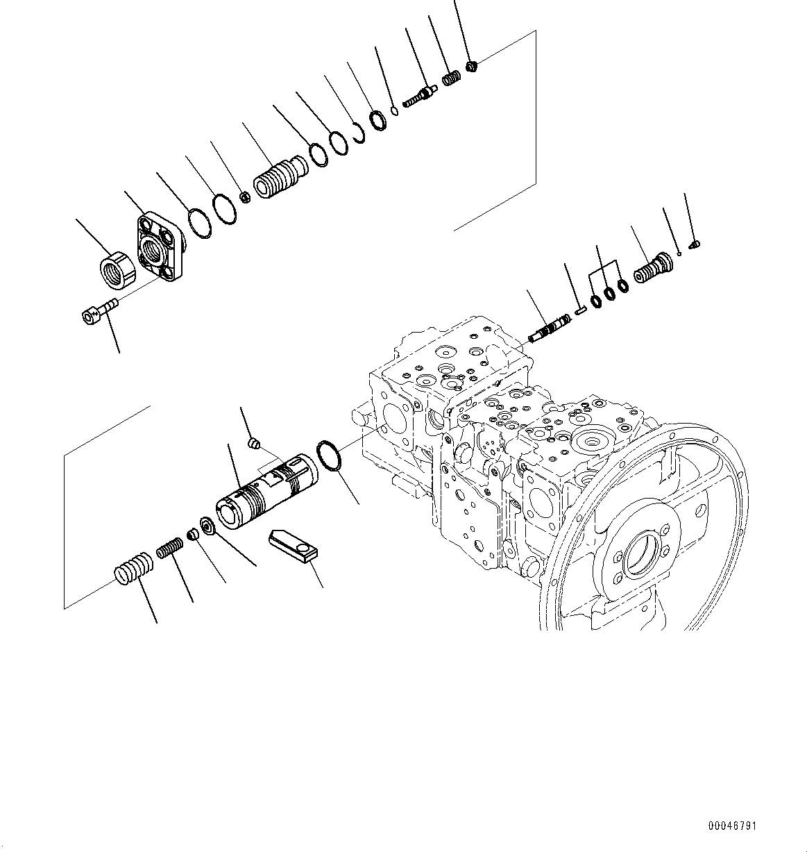 Komatsu parts book diagram for PC290LC-8 S/N 32001-UP: HYDRAULIC PUMP, PISTON PUMP (8/11)(#30471-)