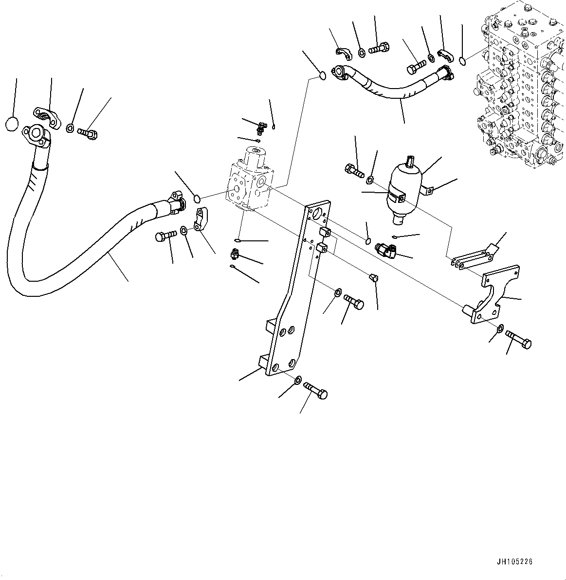 Komatsu parts book diagram for PC290LC-8 S/N 32001-UP: ACTUATOR PIPING, MAIN PIPING, R.H.(#30806-)