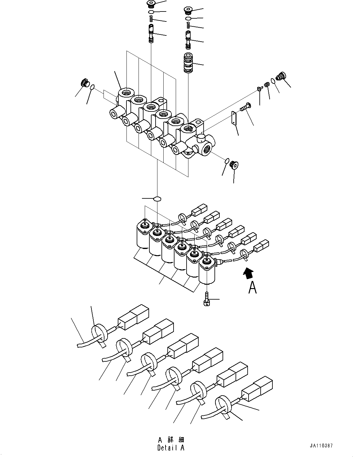 Komatsu parts book diagram for PC290LC-8 S/N 32001-UP: SOLENOID VALVE, INNER PARTS, SOLENOID VALVE (1-ADDITIONAL ACTUATOR PIPING, ACCUMULATOR)(#30874-)