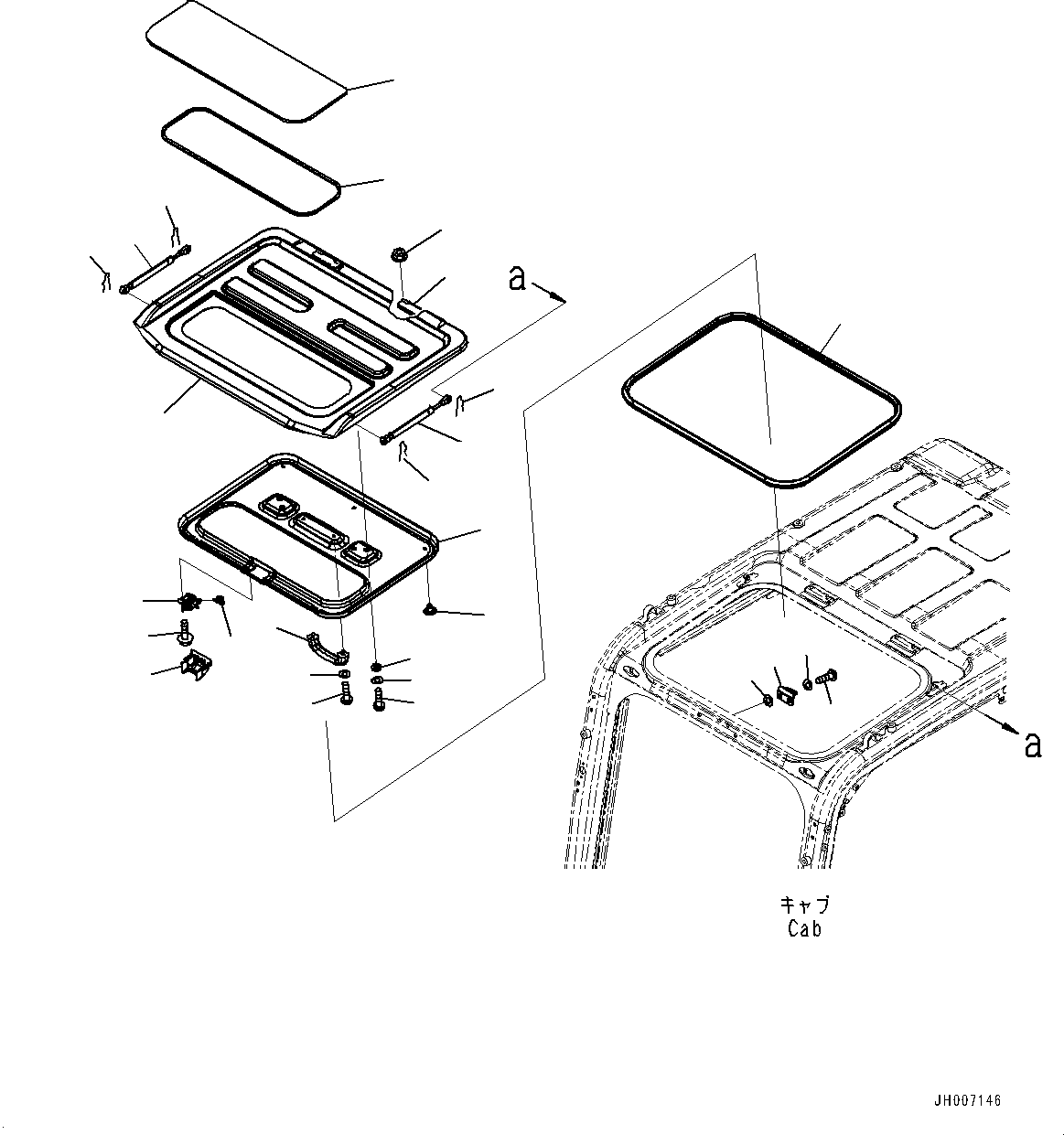 Komatsu parts book diagram for PC290LC-8 S/N 32001-UP: CAB, ROOF VENTILATOR(#32001-)