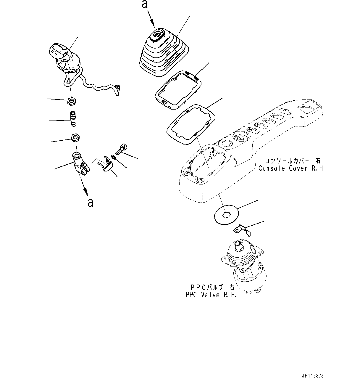 Komatsu parts book diagram for PC290LC-8 S/N 32001-UP: CAB, FLOOR, WORK EQUIPMENT CONTROL LEVER, R.H. (KOMTRAX, 4G)(#32001-)