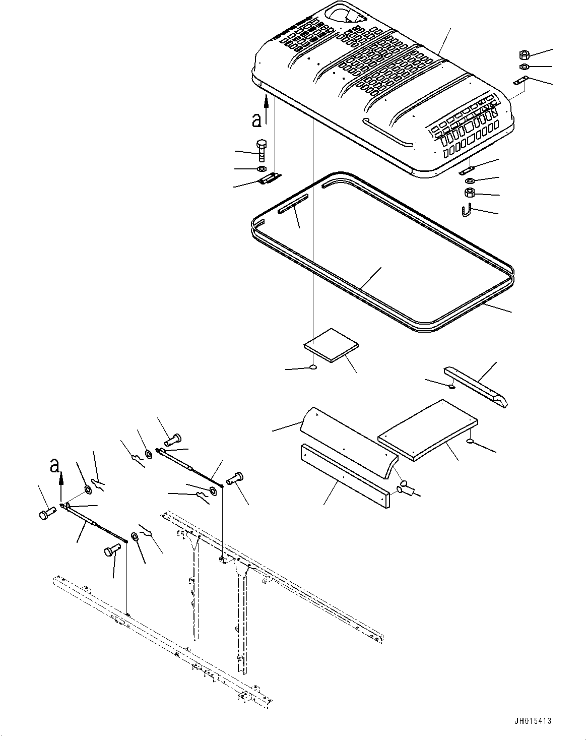 Komatsu parts book diagram for PC290LC-8 S/N 32001-UP: ENGINE HOOD, (#30471-)