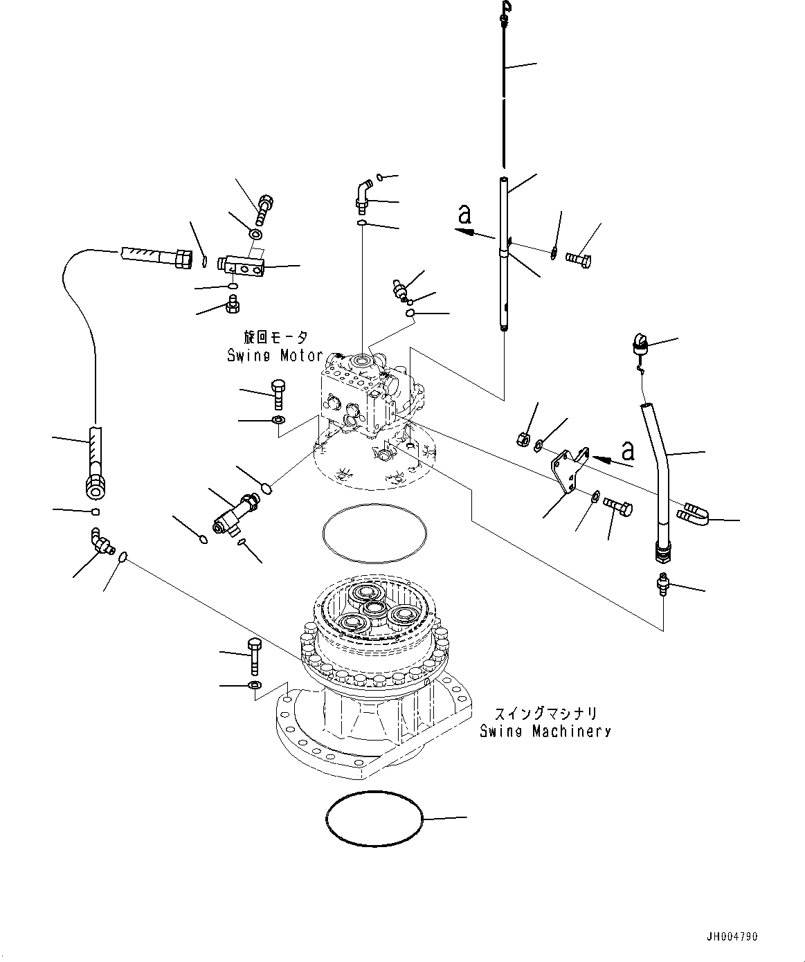 Komatsu parts book diagram for PC290LC-8 S/N 32001-UP: SWING MACHINERY AND MOTOR, DRAIN PIPING(#30471-)