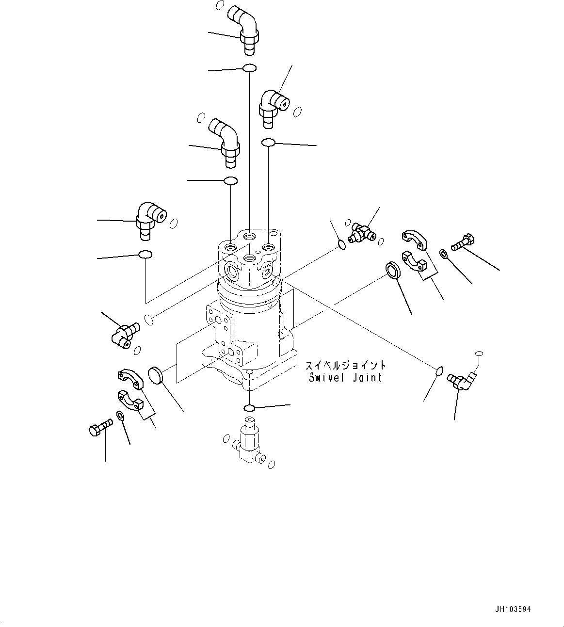 Komatsu parts book diagram for PC290LC-8 S/N 32001-UP: SWIVEL JOINT, INNER PARTS, SWIVEL JOINT (3/3)(#30117-30755)