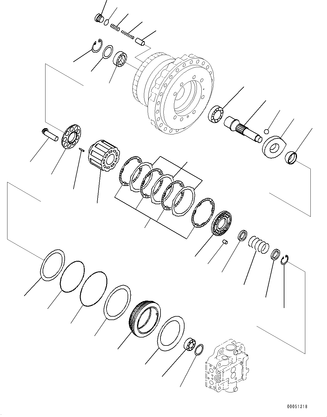 Komatsu parts book diagram for PC290LC-8 S/N 32001-UP: TRAVEL MOTOR AND FINAL DRIVE, TRAVEL MOTOR, L.H. (2/3)(#30471-)