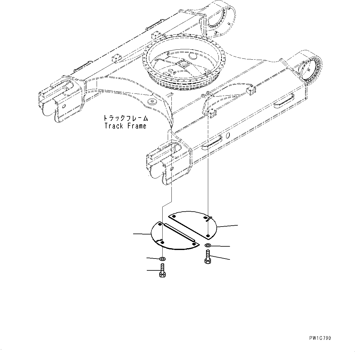 Komatsu parts book diagram for PC290LC-8 S/N 32001-UP: TRACK FRAME UNDER COVER, (#30471-)