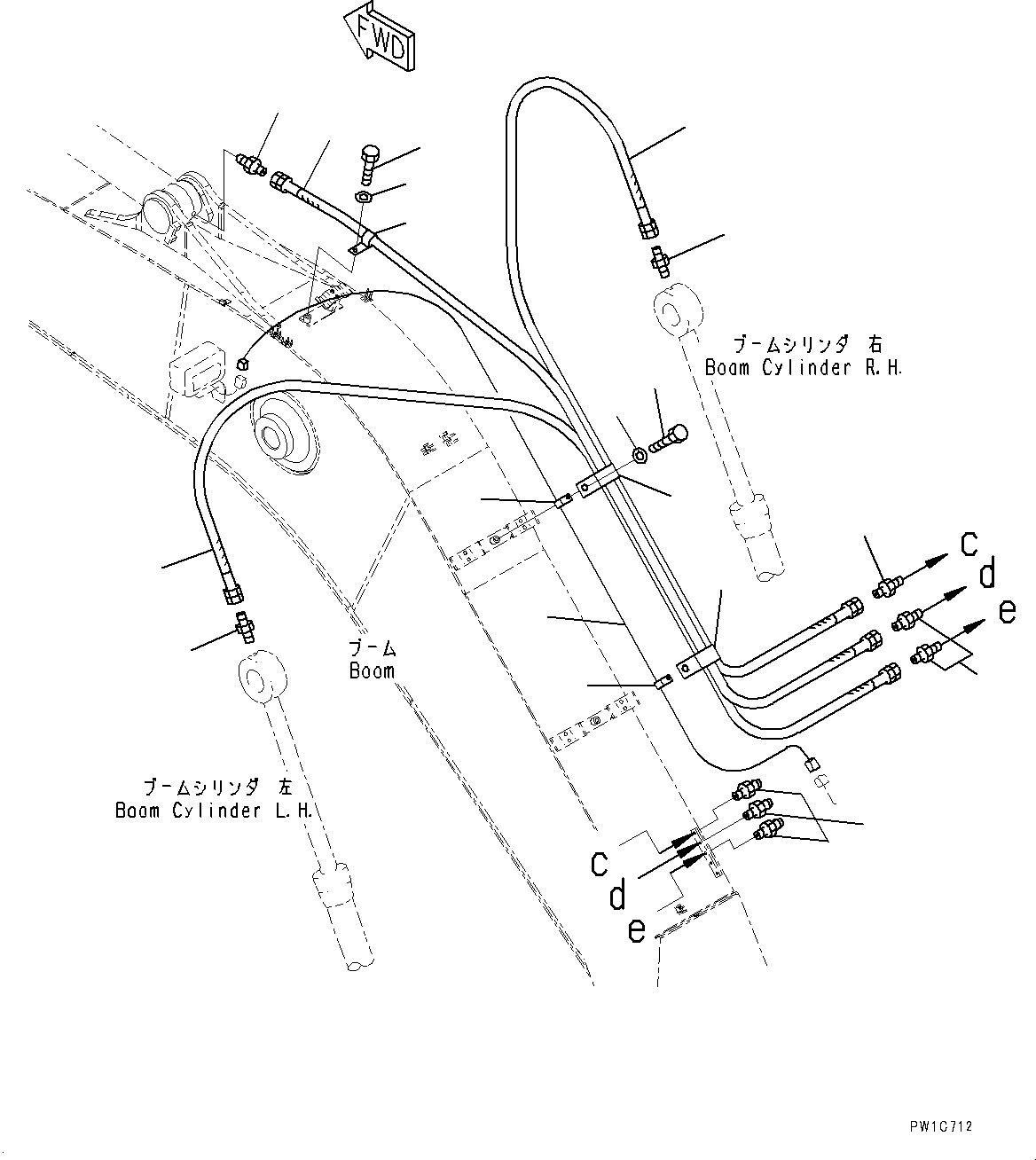 Komatsu parts book diagram for PC290LC-8 S/N 32001-UP: BOOM, LUBRICATION PIPING(#30471-)