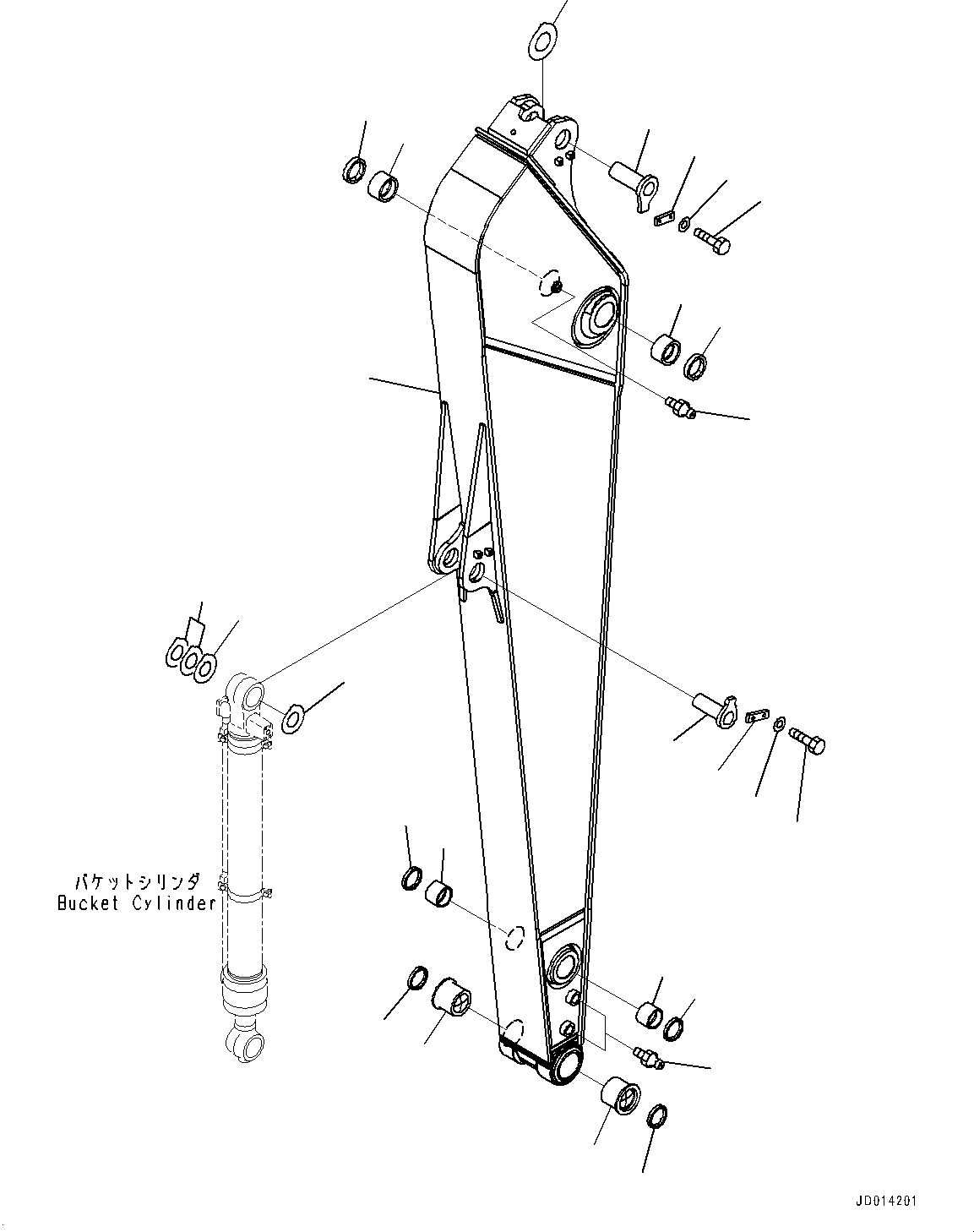 Komatsu parts book diagram for PC290LC-8 S/N 32001-UP: ARM, ARM AND PIN (3500MM)(#30117-)
