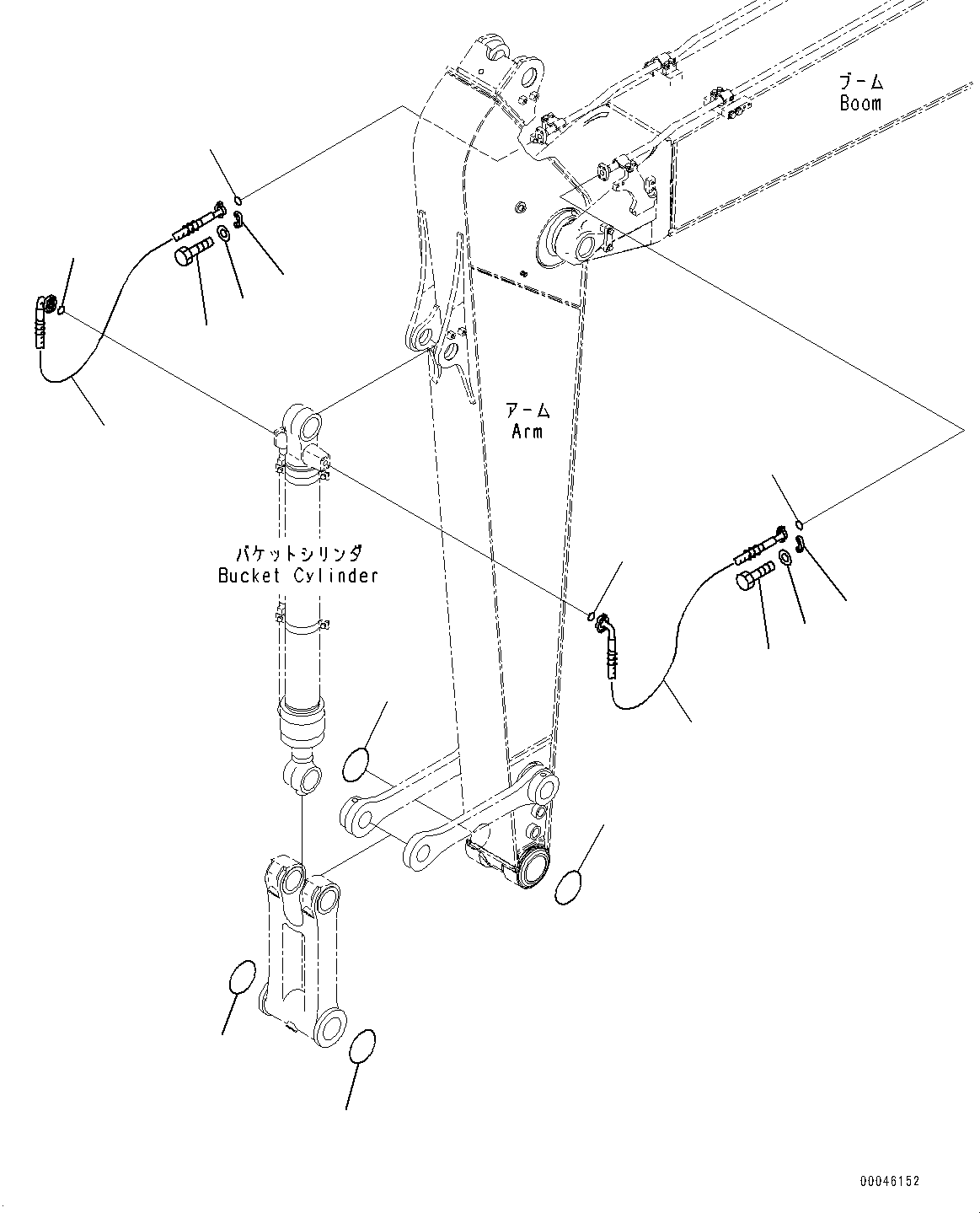 Komatsu parts book diagram for PC290LC-8 S/N 32001-UP: ARM, BUCKET CYLINDER HOSE (3500MM)(#30117-)