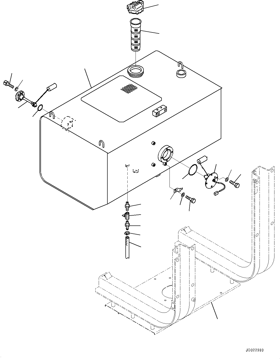 Komatsu parts book diagram for HD325-7R S/N 12001-UP: FUEL TANK, TANK(#12001-)