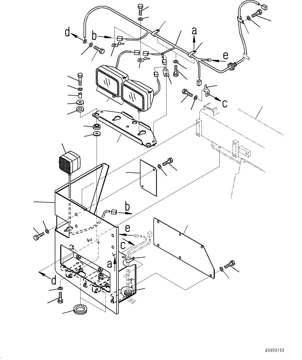 Komatsu parts book diagram for HD325-7R S/N 12001-UP: FRONT WORKING LAMP, R.H. (1/3) (WITH FOG LAMP)(#11034-)