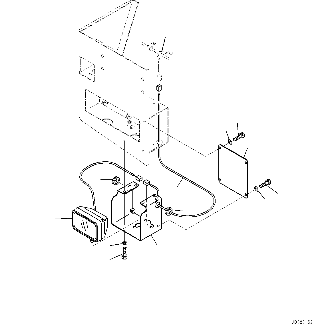 Komatsu parts book diagram for HD325-7R S/N 12001-UP: FRONT WORKING LAMP, R.H. (2/3) (WITH FOG LAMP)(#11034-)