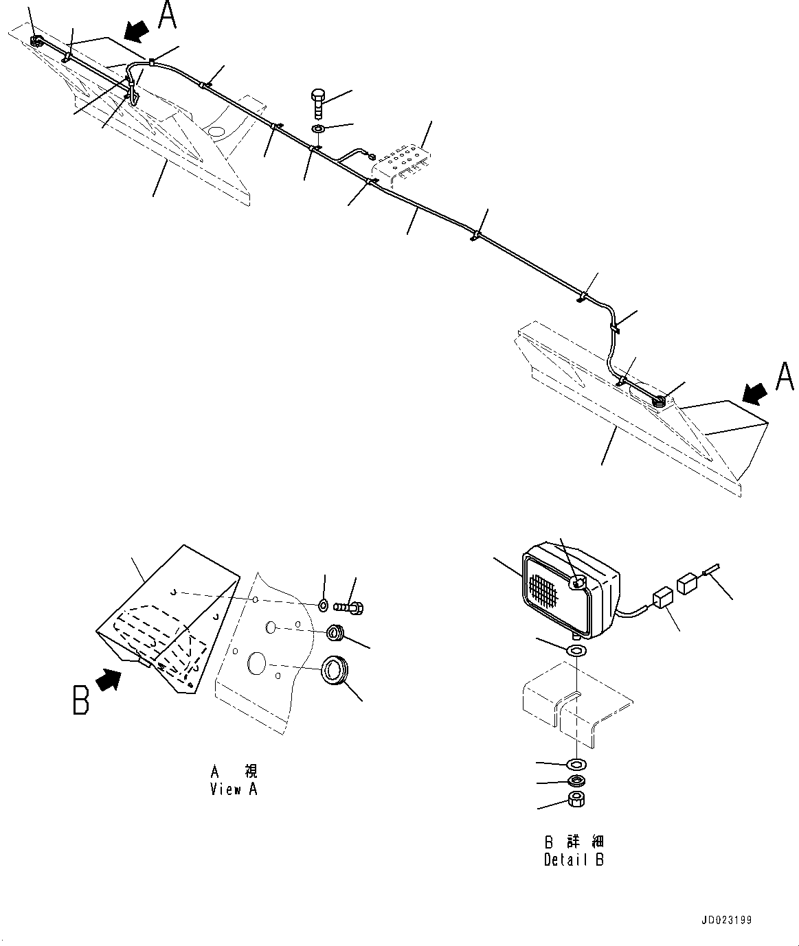 Komatsu parts book diagram for HD325-7R S/N 12001-UP: SIDE LAMP, (#11034-)