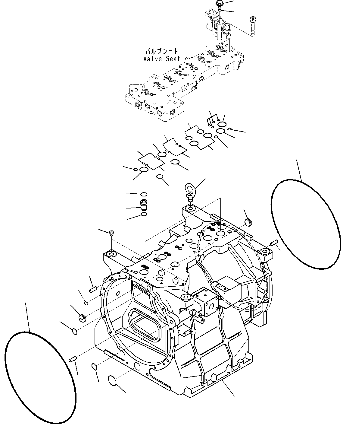 Komatsu parts book diagram for HD325-7R S/N 12001-UP: TORQUE CONVERTER AND TRANSMISSION, CASE(#11034-)