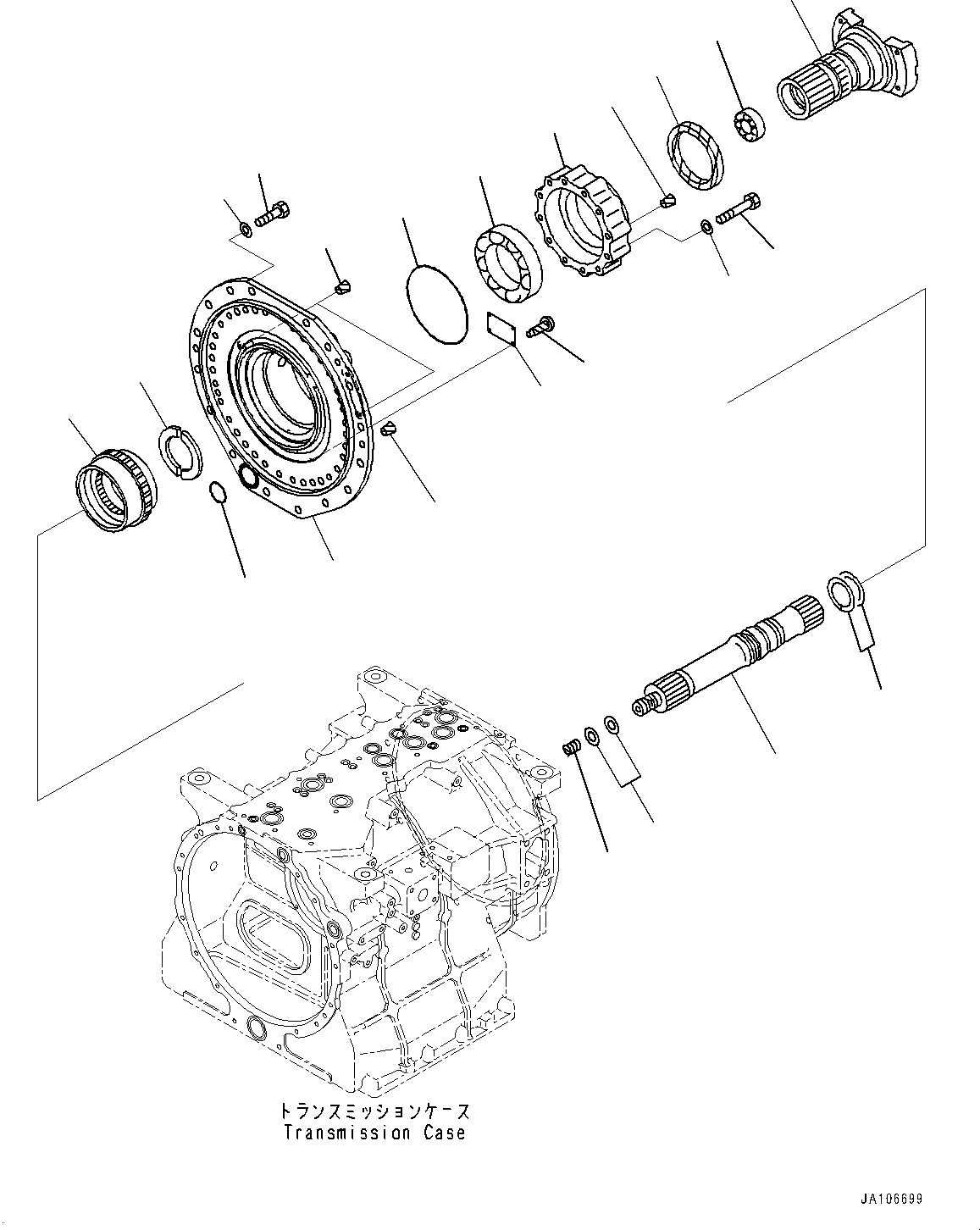 Komatsu parts book diagram for HD325-7R S/N 12001-UP: TORQUE CONVERTER AND TRANSMISSION, INPUT AND OUTPUT SHAFT(#101347-)
