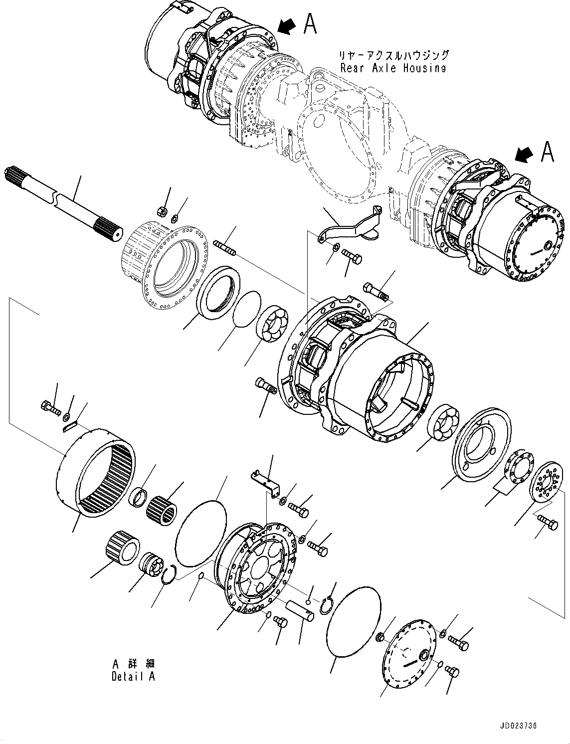 Komatsu parts book diagram for HD325-7R S/N 12001-UP: REAR AXLE, FINAL DRIVE(#11034-)