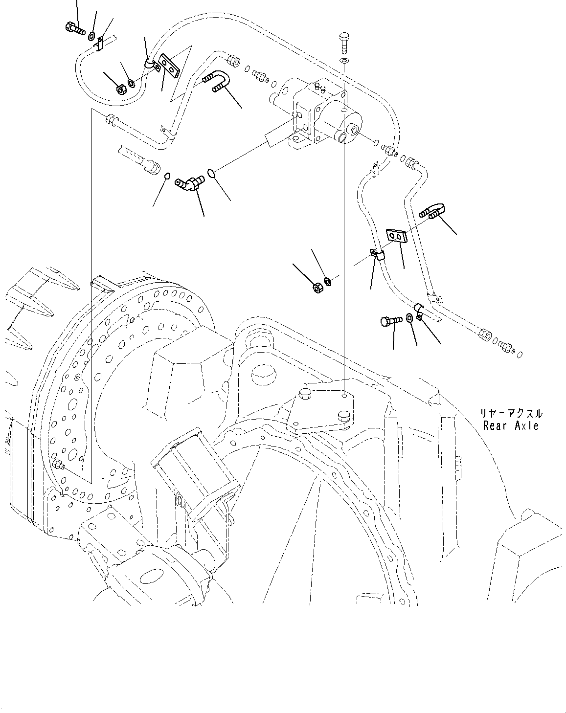 Komatsu parts book diagram for HD325-7R S/N 12001-UP: REAR AXLE, SLACK ADJUSTER PIPING (WITH AUTO SPIN REGULATOR (ASR))(#11034-)