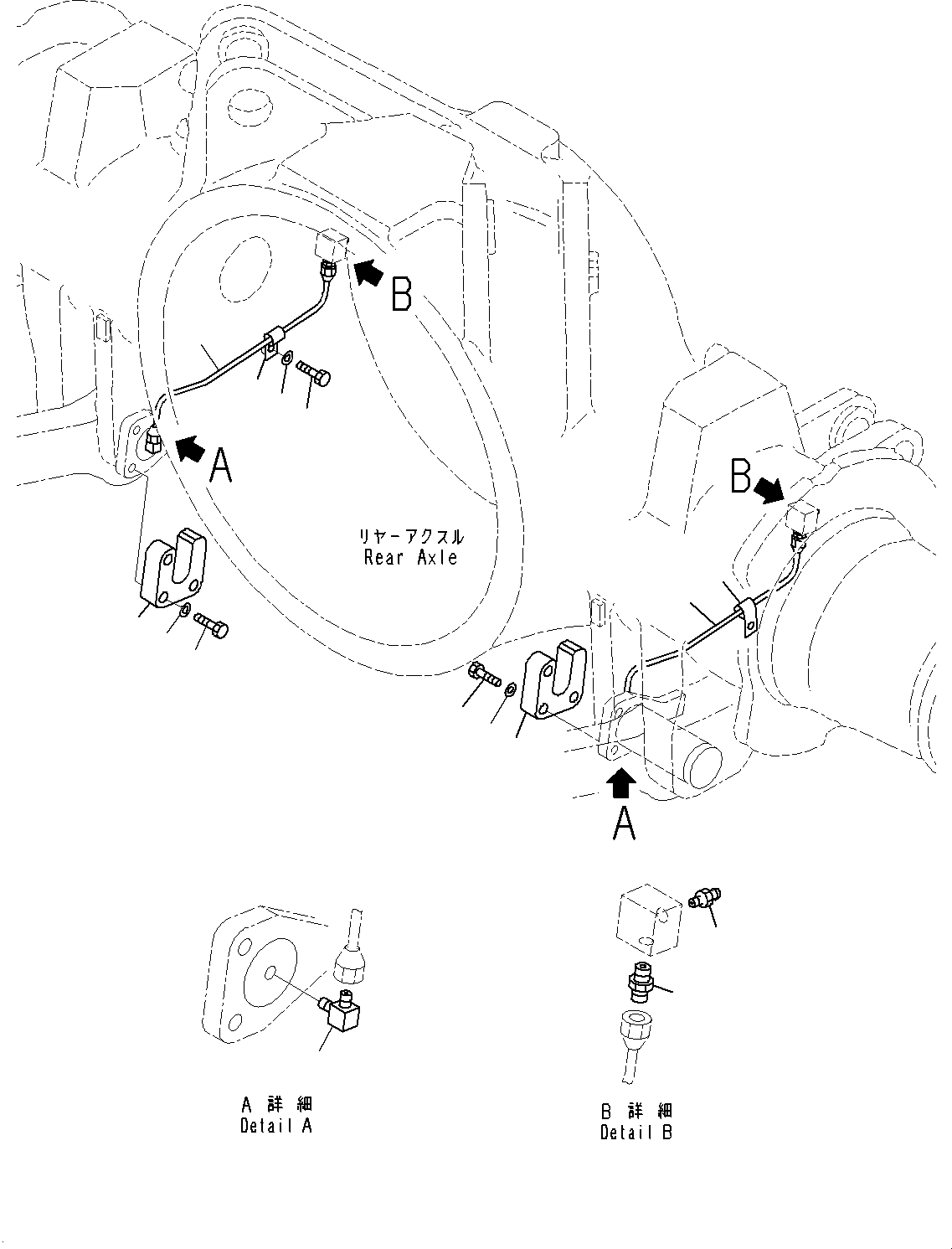 Komatsu parts book diagram for HD325-7R S/N 12001-UP: REAR LUBRICATION PIPING, (#11034-)