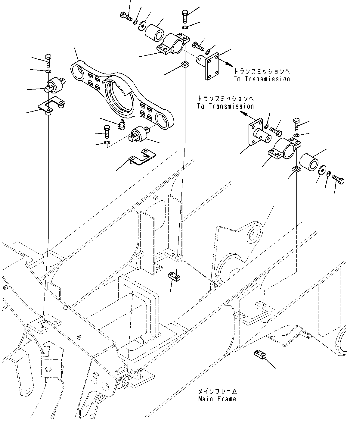 Komatsu parts book diagram for HD325-7R S/N 12001-UP: TRANSMISSION MOUNTING, (#11034-)