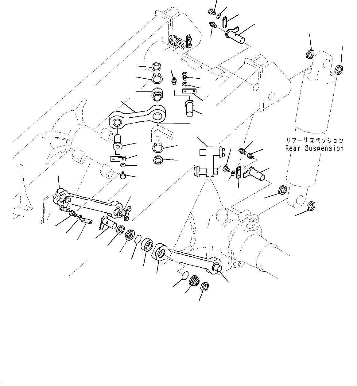 Komatsu parts book diagram for HD325-7R S/N 12001-UP: AXLE SUPPORT, (#11034-)
