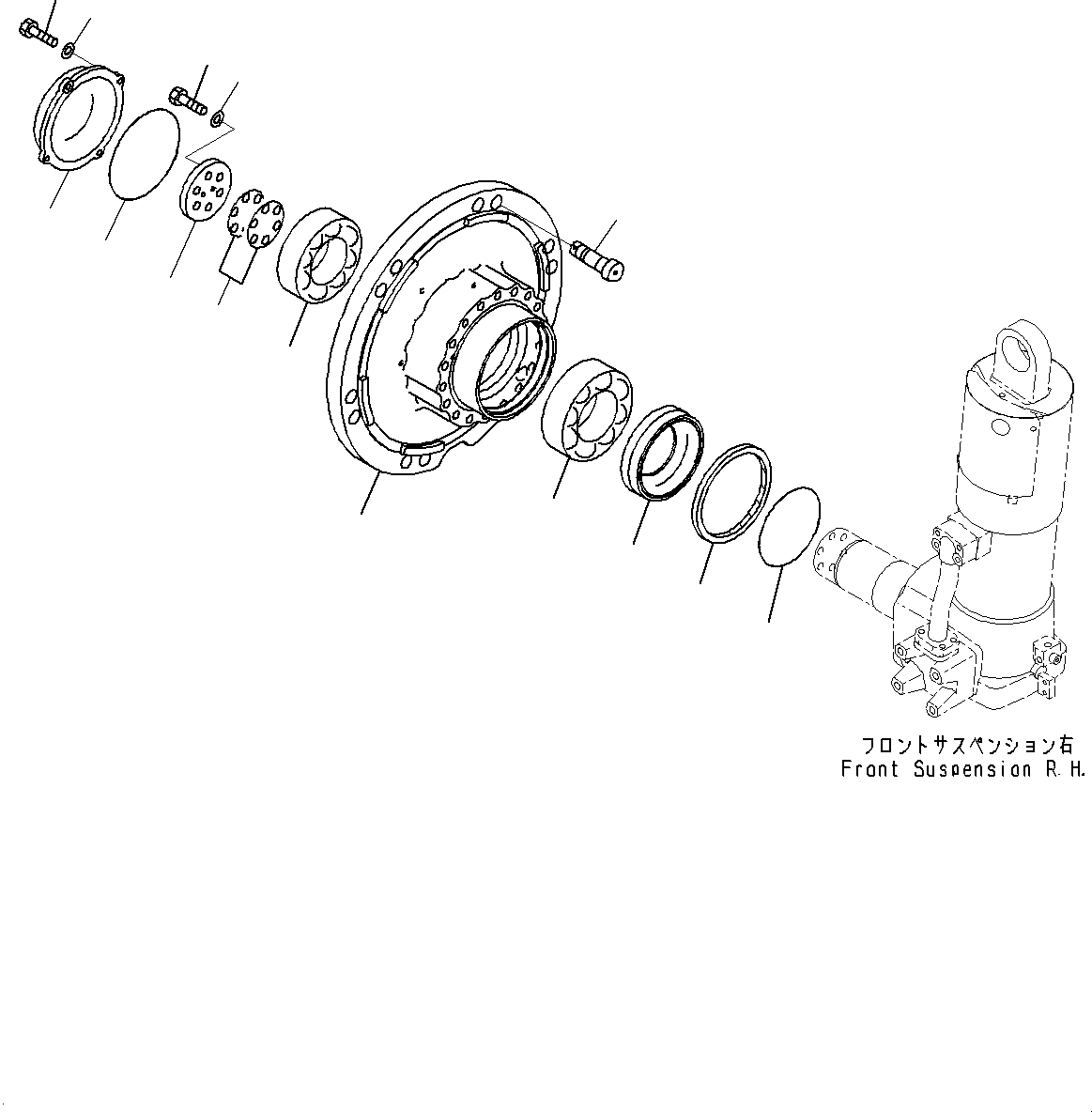 Komatsu parts book diagram for HD325-7R S/N 12001-UP: FRONT AXLE, R.H.(#11034-)