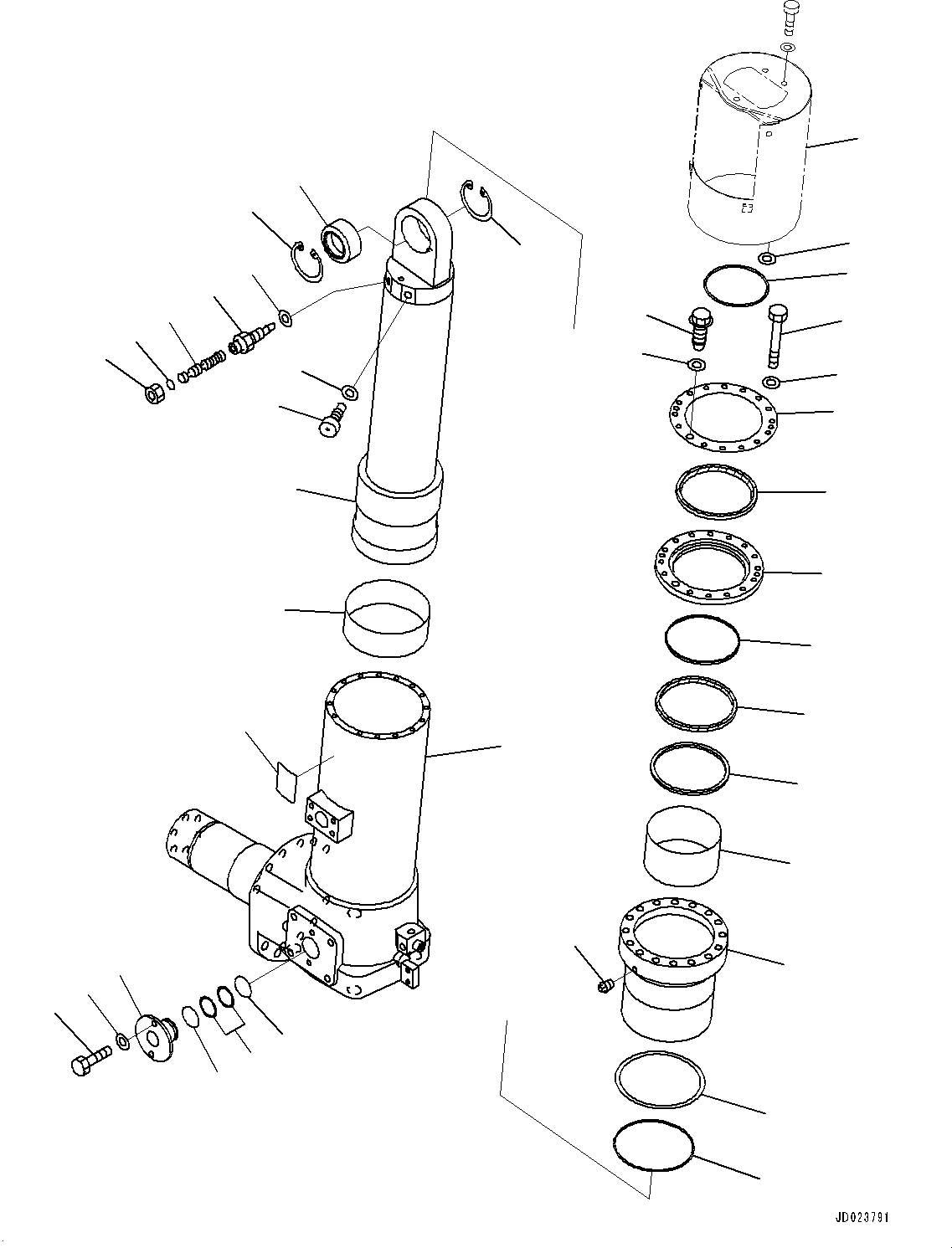 Komatsu parts book diagram for HD325-7R S/N 12001-UP: FRONT AXLE, SUSPENSION, R.H. (1/3)(#11034-)
