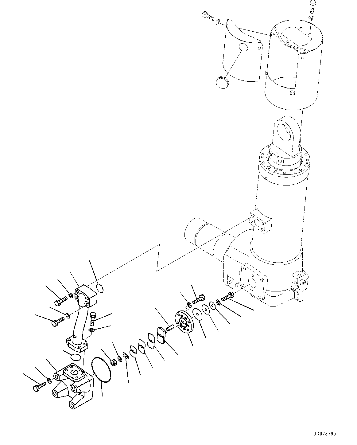 Komatsu parts book diagram for HD325-7R S/N 12001-UP: FRONT AXLE, SUSPENSION, R.H. (2/3)(#11034-)