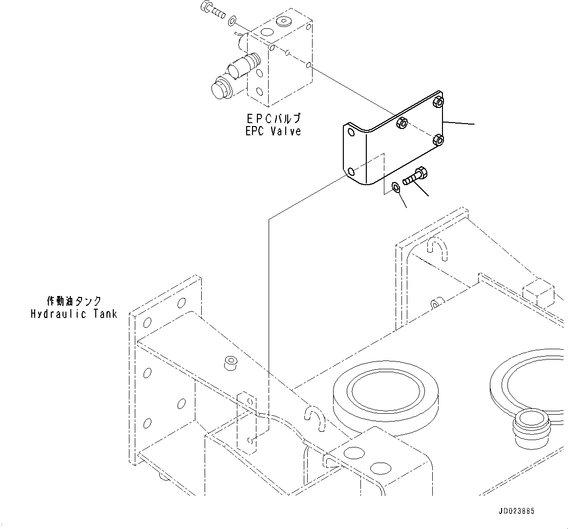 Komatsu parts book diagram for HD325-7R S/N 12001-UP: HYDRAULIC TANK, EPC VALVE TO HYDRAULIC TANK (1/2)(#11034-)