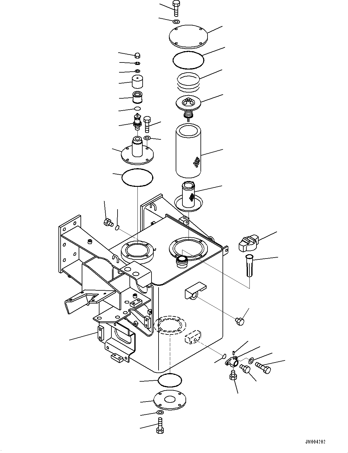 Komatsu parts book diagram for HD325-7R S/N 12001-UP: HYDRAULIC TANK, TANK(#11034-11185)