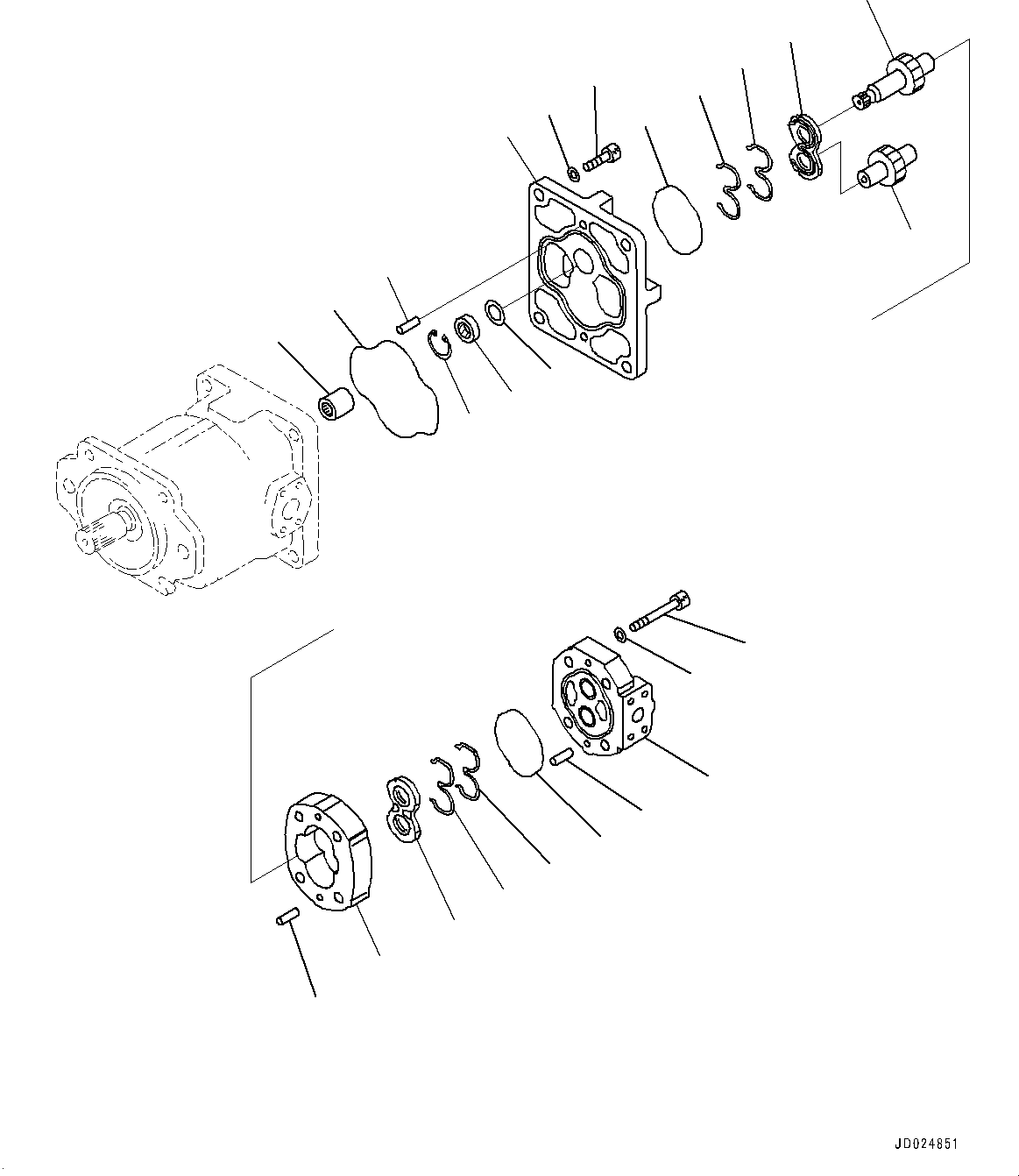 Komatsu parts book diagram for HD325-7R S/N 12001-UP: HYDRAULIC PUMP, GEAR PUMP, SAR (3) 80+ (1) 18 (2/2)(#11034-)