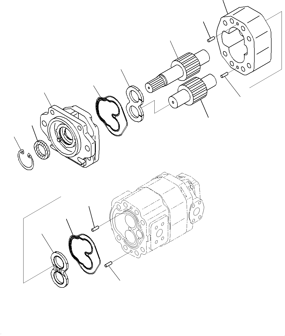 Komatsu parts book diagram for HD325-7R S/N 12001-UP: HYDRAULIC PUMP, GEAR PUMP, SDR (30) 63+ 63 (1/2)(#11034-)